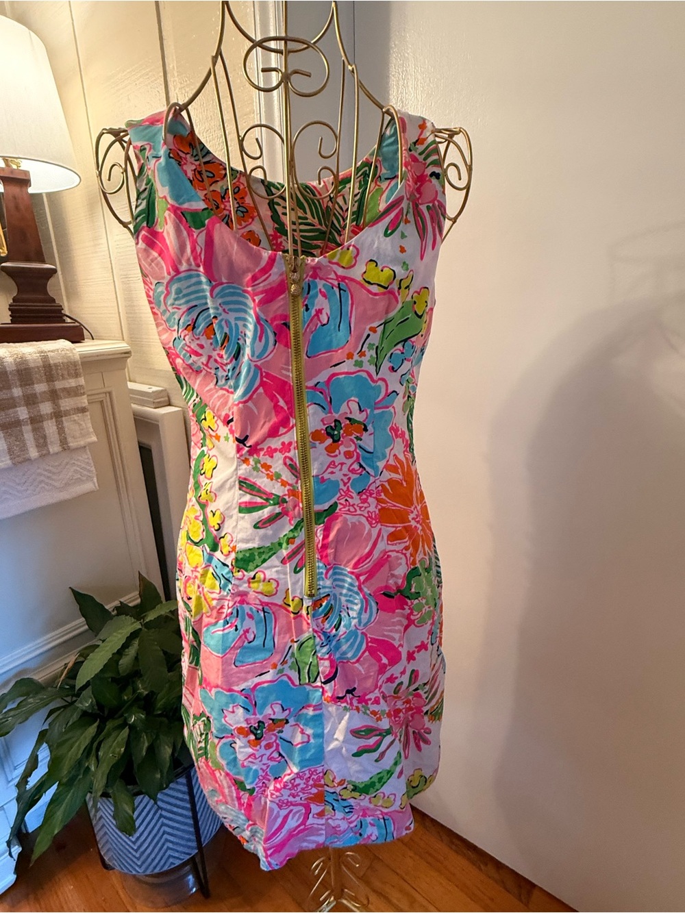 Lilly Pulitzer Pink Multicolor Floral Lace-Trim Mini Dress - Picture 2 of 3